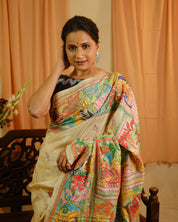Beige Tussar Silk Saree - SRBTSS1372