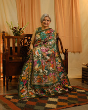 Dark Green Tussar Silk Saree - SRDGTSS1397