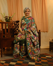 Dark Green Tussar Silk Saree - SRDGTSS1397