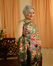 Dark Green Tussar Silk Saree - SRDGTSS1397