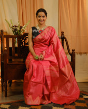 Pink Tussar Silk Saree - SRPTSS1321
