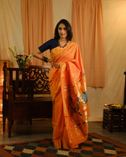 Orange Cotton Paithani Saree - SROCPS542