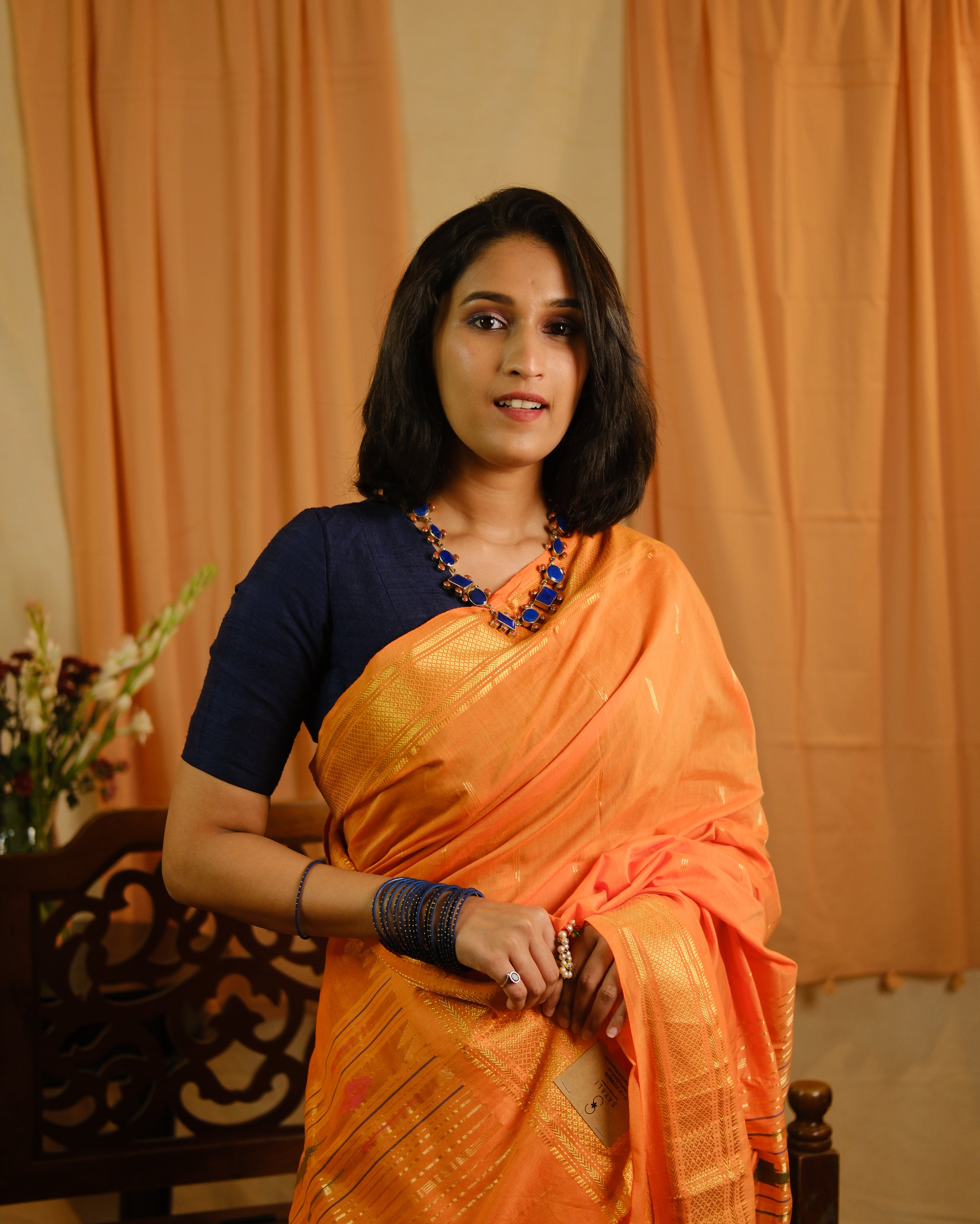 Orange Cotton Paithani Saree - SROCPS542