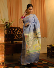 Blue Cotton Paithani Saree - SRBCPS566