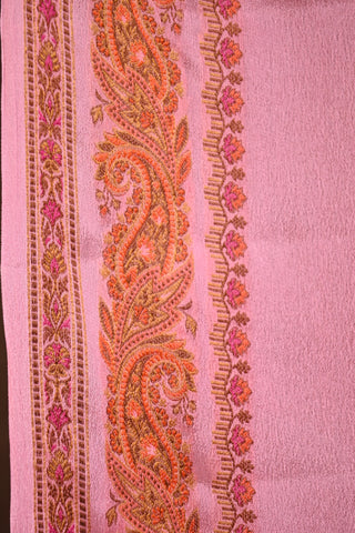 Pink Georgette Banarasi Saree With Pashmina Border