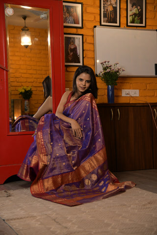 Purple Chanderi Tissue Silk Saree-SRPCTSS55