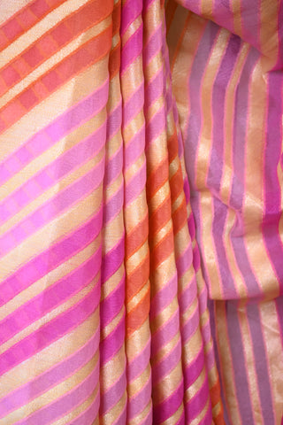 Rani Pink Multi Color Georgette Banarasi Saree