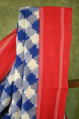 Handloom Pochampalli Cotton Ikat Blue Saree