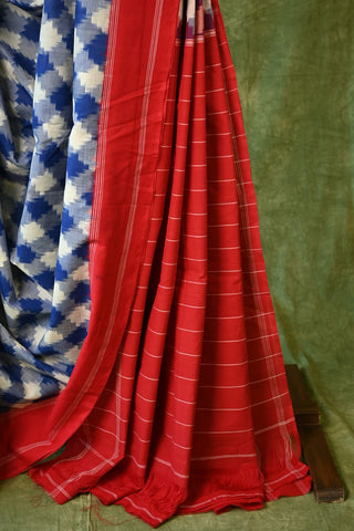 Handloom Pochampalli Cotton Ikat Blue Saree