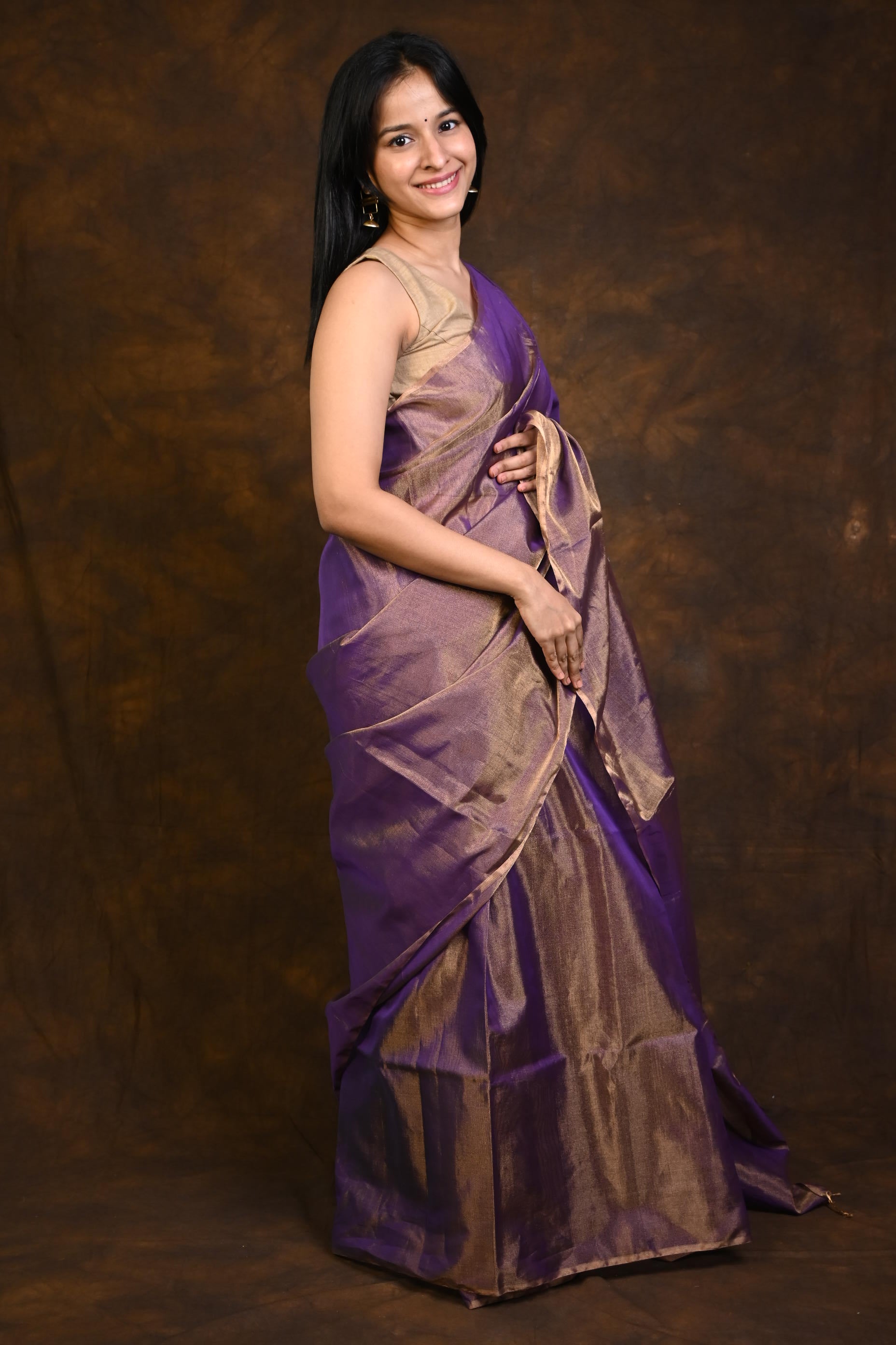 Party Wear Ladies Plain Dark Purple Silk Saree, 5.5 m (separate blouse  piece) at Rs 450 in Surat