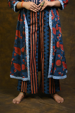 Indigo HBP Cotton 3 piece Dress Suit (Co-Ord Set)
