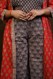 Kashish-Red HBP Cotton 3 Piece Dress Suits (Co-ord Set)