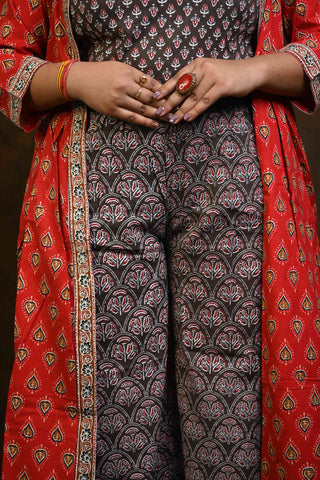 Kashish-Red HBP Cotton 3 Piece Dress Suits (Co-ord Set)