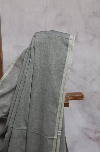 Dark Grey Mulmul Cotton Saree-SRDGMCS95