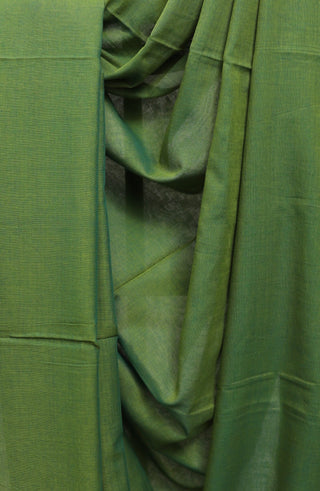 Green Mulmul Cotton Saree-SRGMCS46