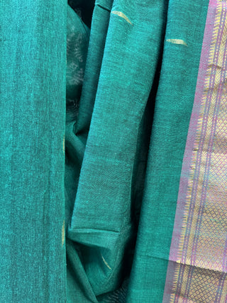 Green Cotton Paithani Saree-SRGCPS173