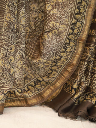 Brown HBP Cotton Silk Saree With Maheshwari Border-SRBCSCS267