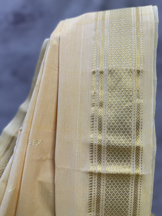 Pastel Yellow Cotton Paithani Saree-SRPYCPS176