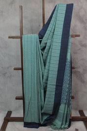 Sage Green Bengal Cotton Jamdani Saree-SRSGBCJS165