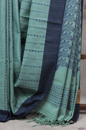 Sage Green Bengal Cotton Jamdani Saree-SRSGBCJS165