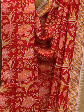 Red HBP Cotton Silk Chanderi Saree With Ghicha Border-SRRCSCS319
