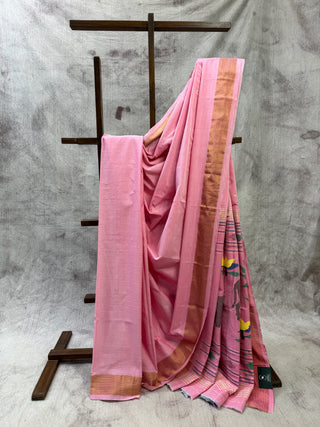 Pink Cotton Paithani Saree-SRPCPS187