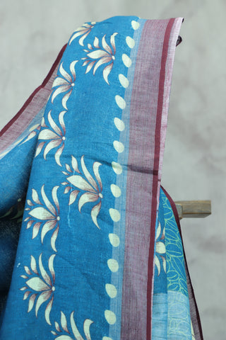 Teal Blue Signature Linen Saree-SRTBSDS6 (RD15)