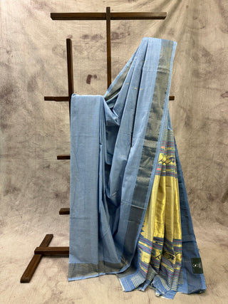 Blue Cotton Paithani Saree-SRBCPS189