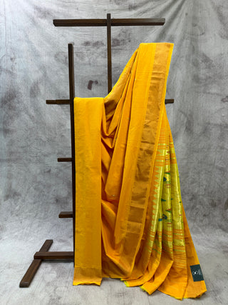Yellow Cotton Paithani Saree-SRYCPS185