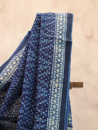 Blue HBP Cotton Silk Saree With Ghicha Border-SRBCSCS323