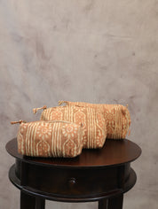 Pastel Brown HBP Cotton Pouch (Set Of 3)-SRPBCP38