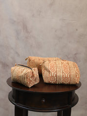 Pastel Brown HBP Cotton Pouch (Set Of 3)-SRPBCP38