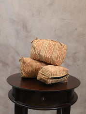 Pastel Brown HBP Cotton Pouch (Set Of 3)-SRPBCP38