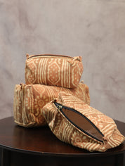 Pastel Brown HBP Cotton Pouch (Set Of 3)-SRPBCP38