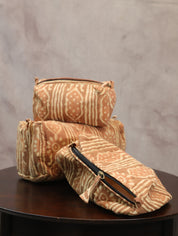 Pastel Brown HBP Cotton Pouch (Set Of 3)-SRPBCP38