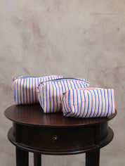 Pink-Blue HBP Cotton Pouch (Set Of 3)-SRPBCP40
