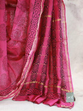 Magenta HBP Cotton Silk Chanderi Saree-SRMCSCS280