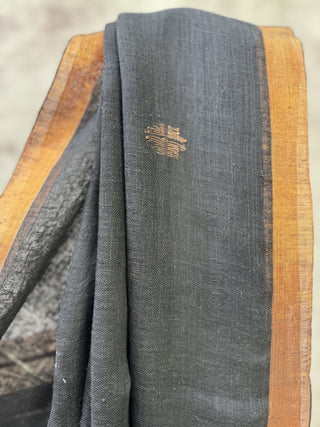 Black Linen Jamdani Saree - SRBLJS89