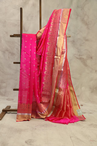 Rani Pink Chanderi Silk Saree-SRRPCSS91