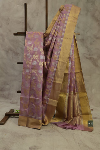Lilac Chanderi Silk Saree-SRLCSS89