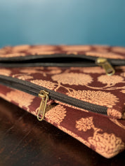 Dark Maroon-Beige HBP Cotton Pouch (Set Of 3)-SRDMBCP52