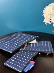 Blue HBP Cotton Pouch (Set Of 3)-SRBCP44