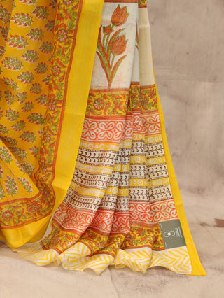 Yellow HBP Cotton Silk Chanderi Saree - SRYCSCS362