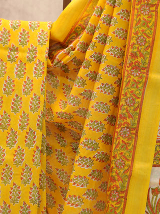 Yellow HBP Cotton Silk Chanderi Saree - SRYCSCS362