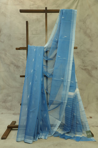 Denim Blue Cotton Chanderi Saree - SRDBCCS06