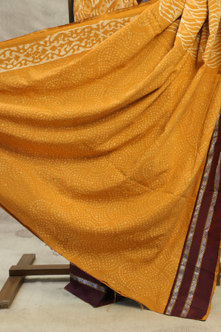 Rust Orange HBP Cotton Patchwork Saree With Khun Border-SRROCPWS116