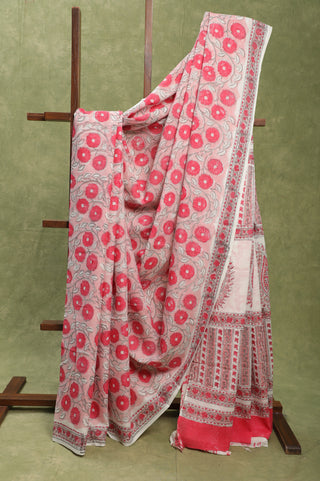 Pastel Red HBP Cotton Saree-SRPRCS276 (RD01)