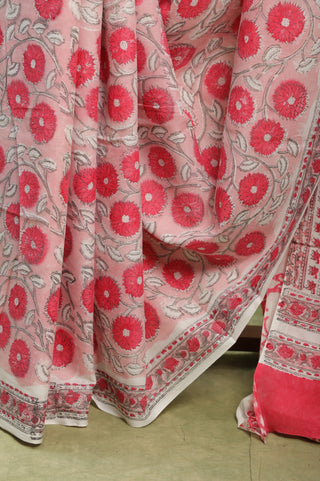 Pastel Red HBP Cotton Saree-SRPRCS276 (RD01)