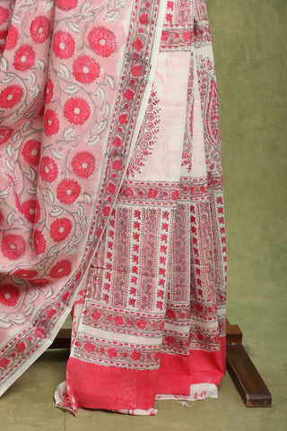 Pastel Red HBP Cotton Saree-SRPRCS276 (RD01)