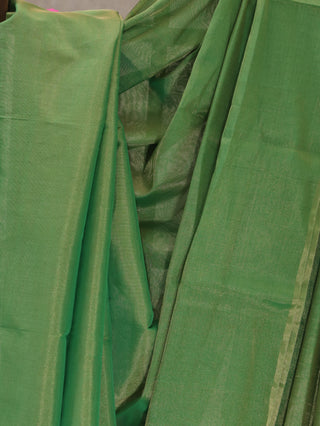 Plain Parrot Green Maheshwari Tissue Silk Saree-SRPGMTSS119